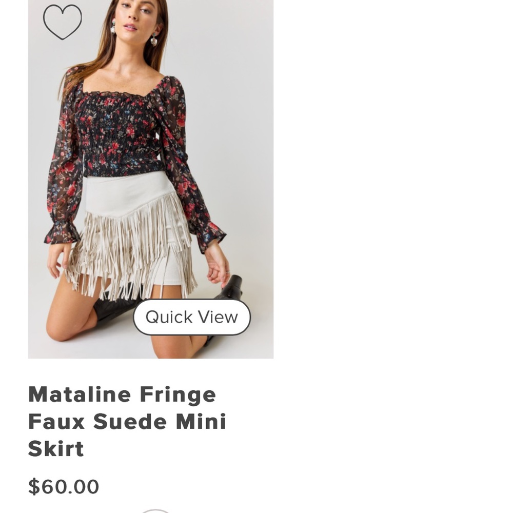 Francesca’s ivory LG skirt NWT